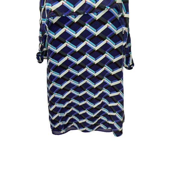 RIELEY Women's Small Geometric Print Mini Dress 100% Silk Polyester Lining READ - Picture 5 of 16